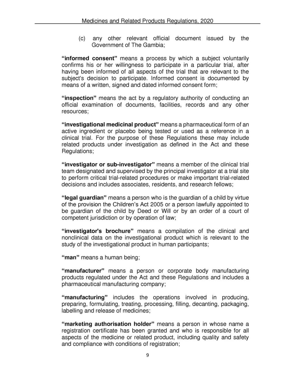 Medicines and Related Products Regulations 2020