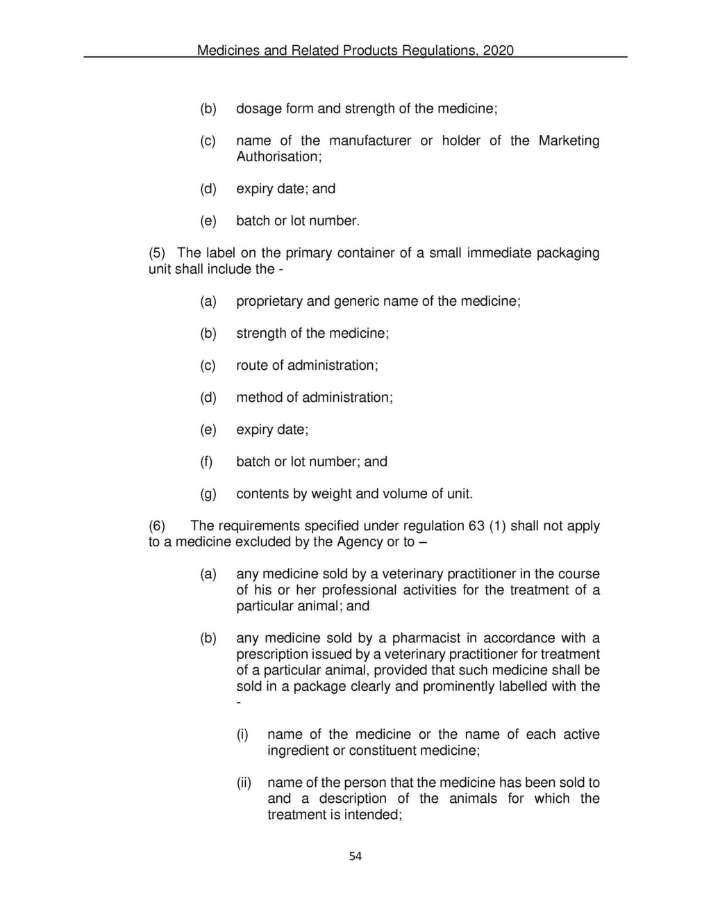 Medicines and Related Products Regulations 2020